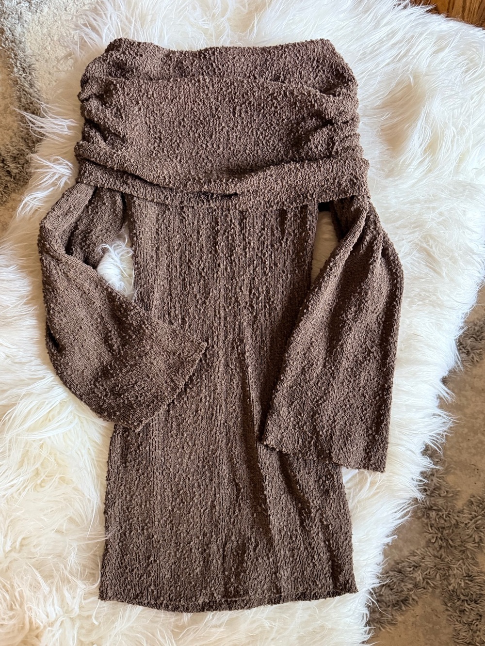 SHEIN Brown Strapless Textured Knit Dress